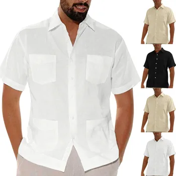 2019 Summer hawaiian Shirt Men's Baggy Cotton Linen Solid Muti-Pocket Short Sleeve Turn-down Collar Shirts S-2XL Camisas Hombre
2019 Summer hawaiian Shirt Men's Baggy Cotton Linen Solid Muti-Pocket Short Sleeve Turn-down Collar Shirts S-2XL Camisas Hombre