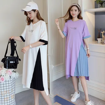 2019 spring and summer new raglan sleeves printed letters stitching pleated chiffon short-sleeved loose maternity dress
2019 spring and summer new raglan sleeves printed letters stitching pleated chiffon short-sleeved loose maternity dress