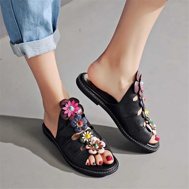 Black Color Summer Lady Fashional Shoes Women Beach Sandals Girl Slippers Genuine Leather Flower Embellished Girl Flat Slides
Black Color Summer Lady Fashional Shoes Women Beach Sandals Girl Slippers Genuine Leather Flower Embellished Girl Flat Slides