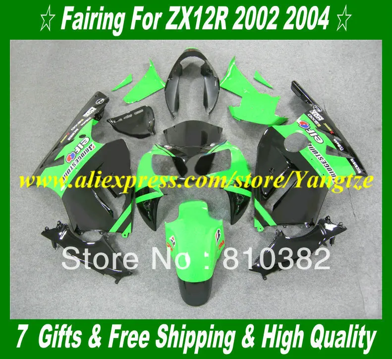 Injection mold Fairings set For 2002 KAWASAKI Ninja ZX12R 02 04 03 05 ZX 12R 2002 2005 ZX-12R Green black Fairing kit KH27
Injection mold Fairings set For 2002 KAWASAKI Ninja ZX12R 02 04 03 05 ZX 12R 2002 2005 ZX-12R Green black Fairing kit KH27