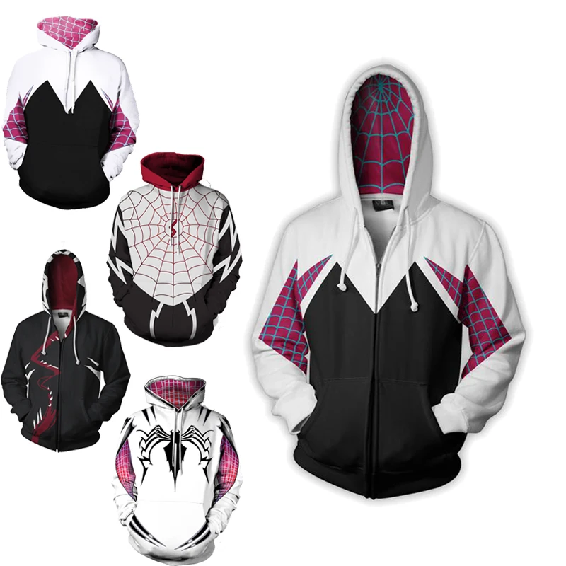 Spider Gwen Stacy Spider Hoodies Halloween Costume Coat Unisex Streetwear Sweatshirt Hooded 3D Printed Men's Casual Zip Up
Spider Gwen Stacy Spider Hoodies Halloween Costume Coat Unisex Streetwear Sweatshirt Hooded 3D Printed Men's Casual Zip Up