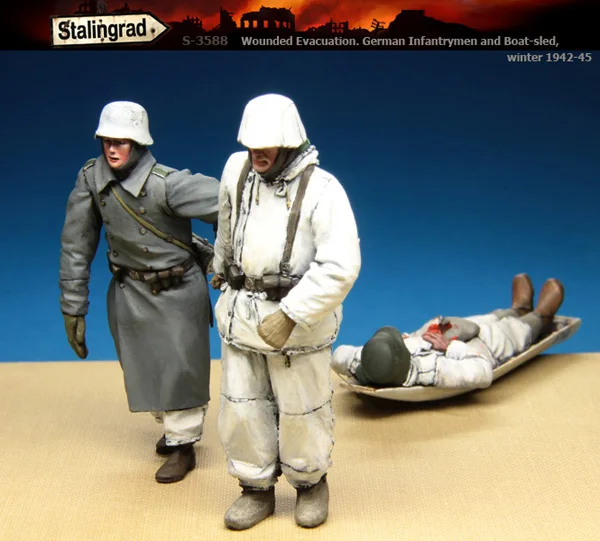 Stalingrad S-3588 Wounded Evacuation German Infantrymen and boat-sled winter 1942-45 1/35 Resin Model Kit
Stalingrad S-3588 Wounded Evacuation German Infantrymen and boat-sled winter 1942-45 1/35 Resin Model Kit