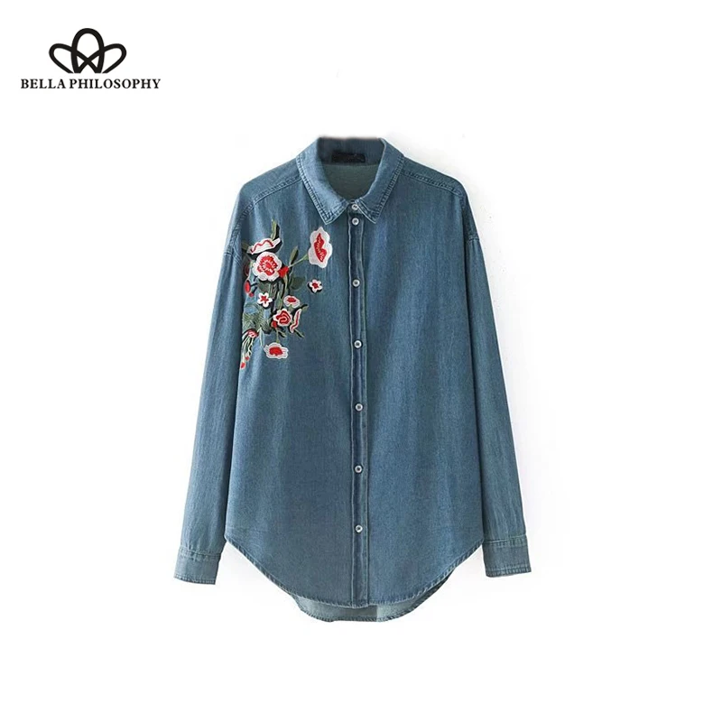 Bella Philosophy 2018 Autumn Blouse Shirt Women Denim Flower Embroidery Single Breasted Blouse Female Casual Long Sleeve Tops
Bella Philosophy 2018 Autumn Blouse Shirt Women Denim Flower Embroidery Single Breasted Blouse Female Casual Long Sleeve Tops