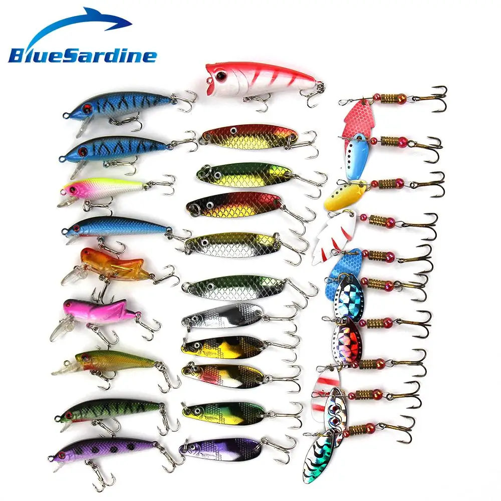 Sale Fishing Lure Set Hard Bait Spoon Spinner Minnow Crank for Fishing Plastic 30pcs Fishing Tackle