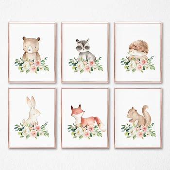 Woodland Animals Nursery Wall Art Canvas Posters Print Watercolor Blush Pink Flower Painting Pictures Baby Girls Room Decoration
Woodland Animals Nursery Wall Art Canvas Posters Print Watercolor Blush Pink Flower Painting Pictures Baby Girls Room Decoration