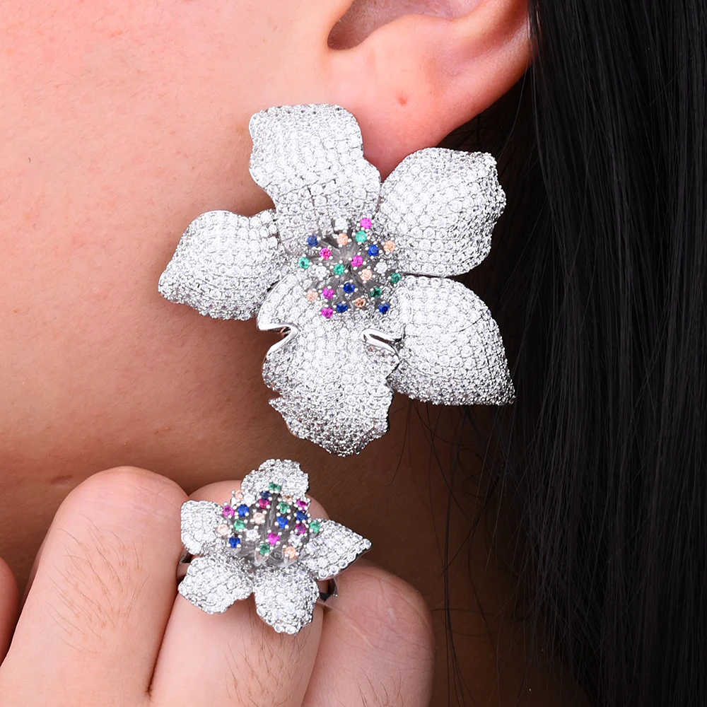 GODKI 49mm Exclusive Super Luxury Floral Flower Blossom Cubic Zirconia Women Bridal Engagement Earring Ring Jewelry Sets
GODKI 49mm Exclusive Super Luxury Floral Flower Blossom Cubic Zirconia Women Bridal Engagement Earring Ring Jewelry Sets