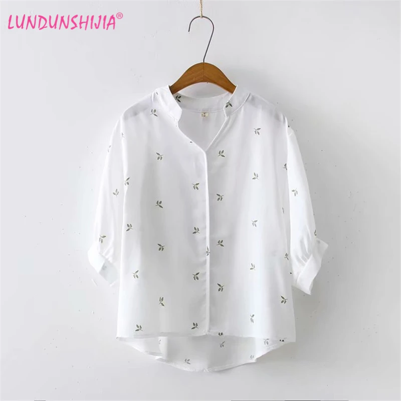LUNDUNSHIJIA 2019 Summer Women Chiffon Blouse Three Quarter Sleeve Leaves Printed Tops Fashion White Shirts Blusas Feminina
LUNDUNSHIJIA 2019 Summer Women Chiffon Blouse Three Quarter Sleeve Leaves Printed Tops Fashion White Shirts Blusas Feminina