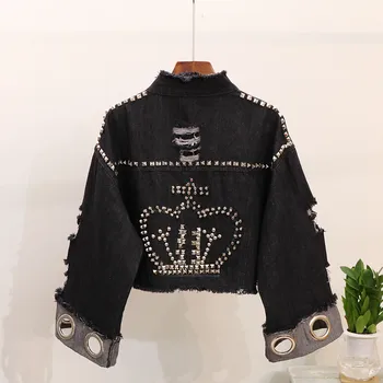 Korean style rivet wmen denim short jackets 2019 spring autumn new fashion full sleeve hole loose female cowboy coats top gx1055
Korean style rivet wmen denim short jackets 2019 spring autumn new fashion full sleeve hole loose female cowboy coats top gx1055