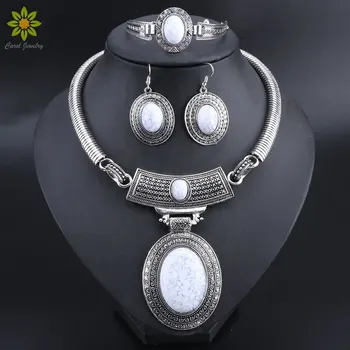 Oval Flower Stone Jewelry Sets Necklace Bracelet Earrings For Women Retro Look Antique Silver Plated Gift
Oval Flower Stone Jewelry Sets Necklace Bracelet Earrings For Women Retro Look Antique Silver Plated Gift