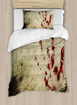 Horror House Duvet Cover Set Grunge Dirty Wall with Bloody Hand Print Murky Palm Trace Victim Violence Print 4 Piece Bedding Set
Horror House Duvet Cover Set Grunge Dirty Wall with Bloody Hand Print Murky Palm Trace Victim Violence Print 4 Piece Bedding Set