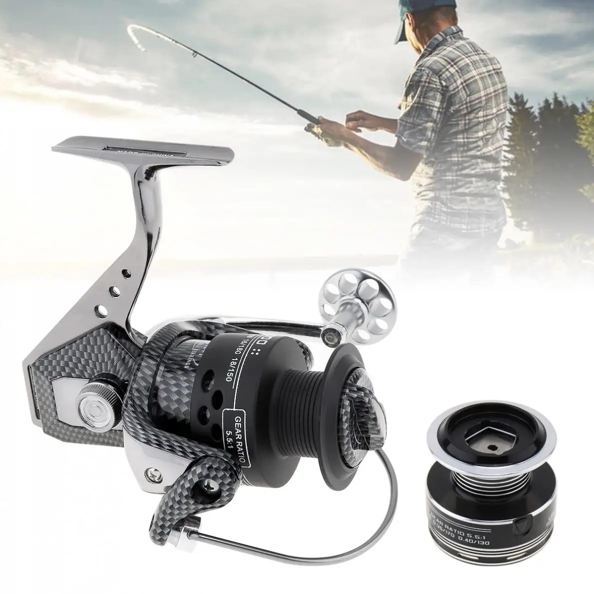 5000 Series 12+1BB 5.5:1 Gear Ratio Portable Full Metal Spinning Fishing Reel Max Drag 15KG / 33LB with Double Line Cup
5000 Series 12+1BB 5.5:1 Gear Ratio Portable Full Metal Spinning Fishing Reel Max Drag 15KG / 33LB with Double Line Cup
