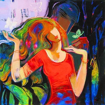 Modern handmade painting lover in the dream of girl on oil canvas for living room decor and wallpaper
Modern handmade painting lover in the dream of girl on oil canvas for living room decor and wallpaper
