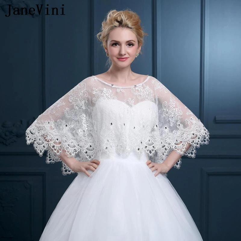 JaneVini 2019 Fashion White Summer Lace Shawl Bridal Coat Appliques Edge Beaded Women Bolero Wrap Wedding Cape for Evening Party
JaneVini 2019 Fashion White Summer Lace Shawl Bridal Coat Appliques Edge Beaded Women Bolero Wrap Wedding Cape for Evening Party