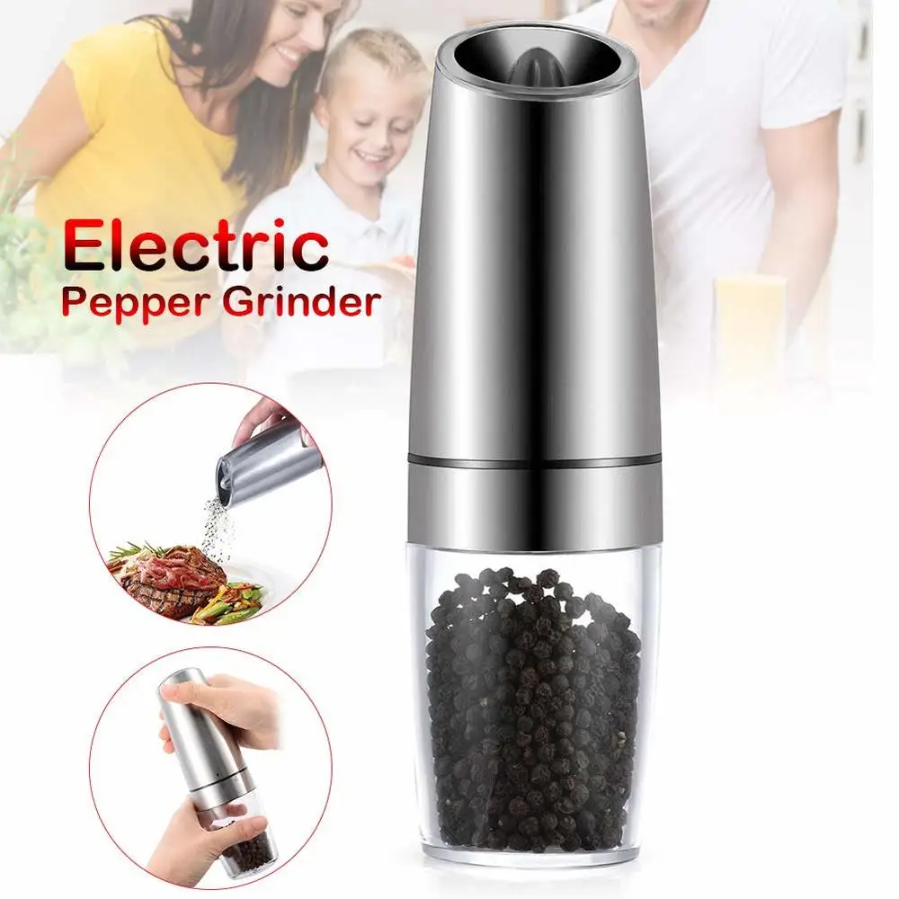 Stainless Steel Pepper Mill Gravity Electric Salt and Pepper Grinders Set Operated Automatic Grinding Mills with LED Light 2019
Stainless Steel Pepper Mill Gravity Electric Salt and Pepper Grinders Set Operated Automatic Grinding Mills with LED Light 2019