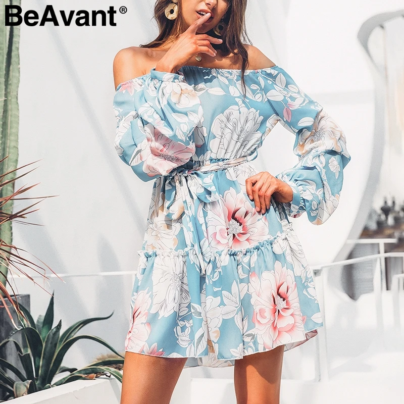 BeAvant Floral print blue summer dresses women Elegant off shoulder long sleeve dress Bohemian ruffle mini short dresses ladies
BeAvant Floral print blue summer dresses women Elegant off shoulder long sleeve dress Bohemian ruffle mini short dresses ladies