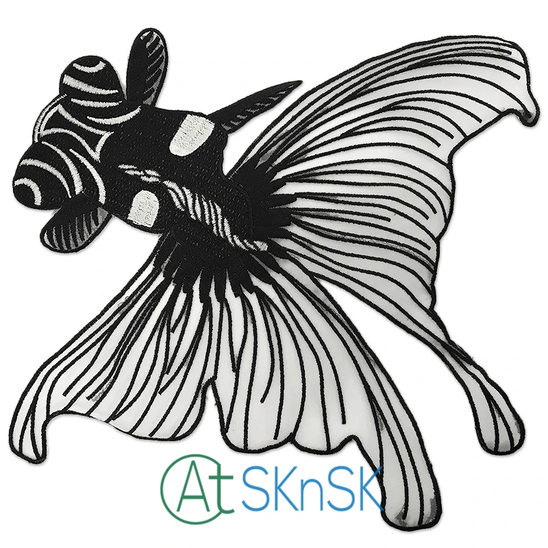 New black goldfish patches for clothes appliques sew on T-shirt decorative 28*25cm chiffon embroidered fish patches DIY apparel
New black goldfish patches for clothes appliques sew on T-shirt decorative 28*25cm chiffon embroidered fish patches DIY apparel