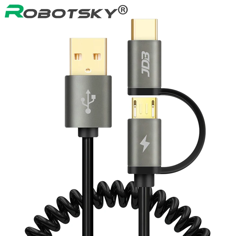 2 in 1 USB Data Cable Portable Spring Micro USB Type C Mobile Phone Charging Charge Cable for Samsung Galaxy Xiaomi Huawei LG
2 in 1 USB Data Cable Portable Spring Micro USB Type C Mobile Phone Charging Charge Cable for Samsung Galaxy Xiaomi Huawei LG