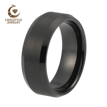 Men Women Wedding Band Black Tungsten Ring 8MM Matte Finish Beveled Brushed Comfort Fit
Men Women Wedding Band Black Tungsten Ring 8MM Matte Finish Beveled Brushed Comfort Fit