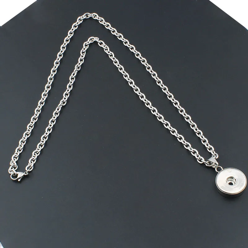 

Новое ожерелье из нержавеющей стали для мужчин и женщин, простое классическое ожерелье с кулоном, цепочка подходит для самостоятельной сборки, 18 мм кнопки, ювелирные изделия ZG011