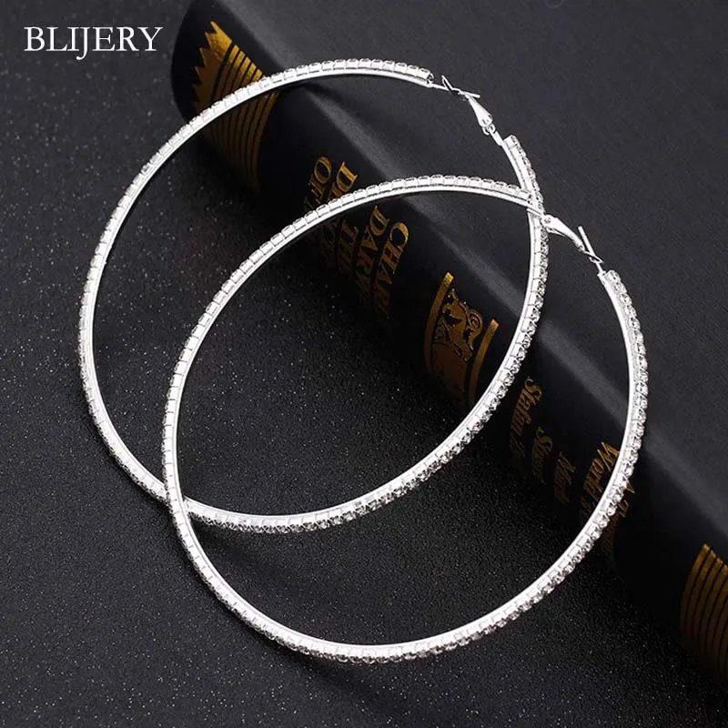 BLIJERY Bling Rhinestones Hoop Earrings For Women Super Big Circle Earrings Silver Color Crystal Femme boucle d'oreille
BLIJERY Bling Rhinestones Hoop Earrings For Women Super Big Circle Earrings Silver Color Crystal Femme boucle d'oreille