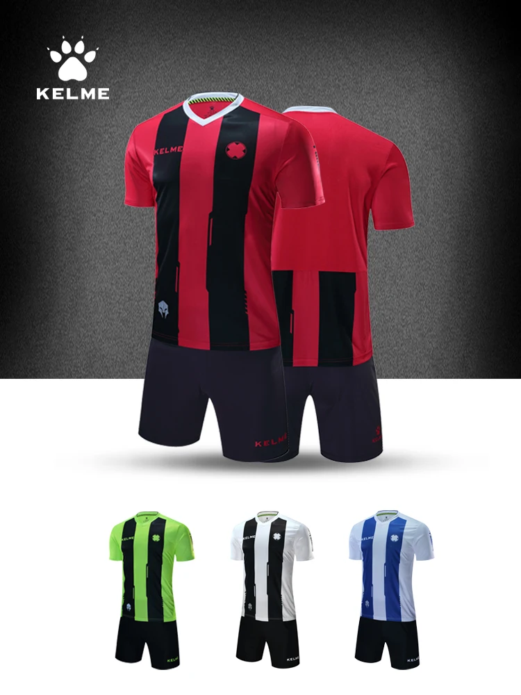 KELME Men Striped Soccer Jerseys Soccer Uniform survetement Short Sleeve Football Set maillot de foot Customize Logo 3881018
KELME Men Striped Soccer Jerseys Soccer Uniform survetement Short Sleeve Football Set maillot de foot Customize Logo 3881018