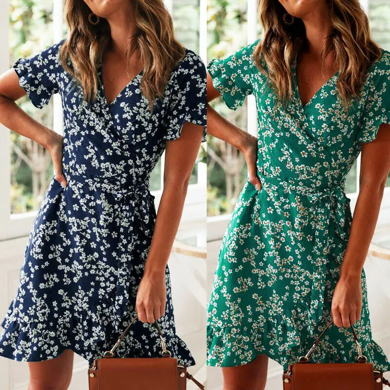 Summer Women Vintage A-Line Dress Tunic Long Short Sleeve Floral Print Sundress
Summer Women Vintage A-Line Dress Tunic Long Short Sleeve Floral Print Sundress