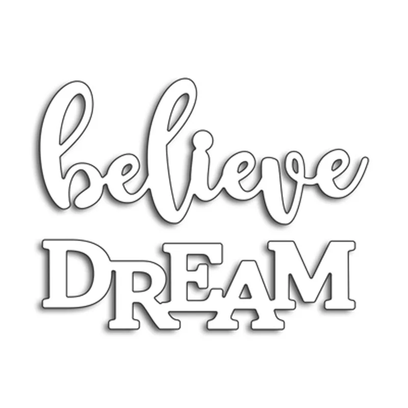 Believe Dream Metal Cutting Dies Scrapbooking word craft Dies cuts paper art card making emboss stencil Sentiments 6.9x5.3CM
Believe Dream Metal Cutting Dies Scrapbooking word craft Dies cuts paper art card making emboss stencil Sentiments 6.9x5.3CM