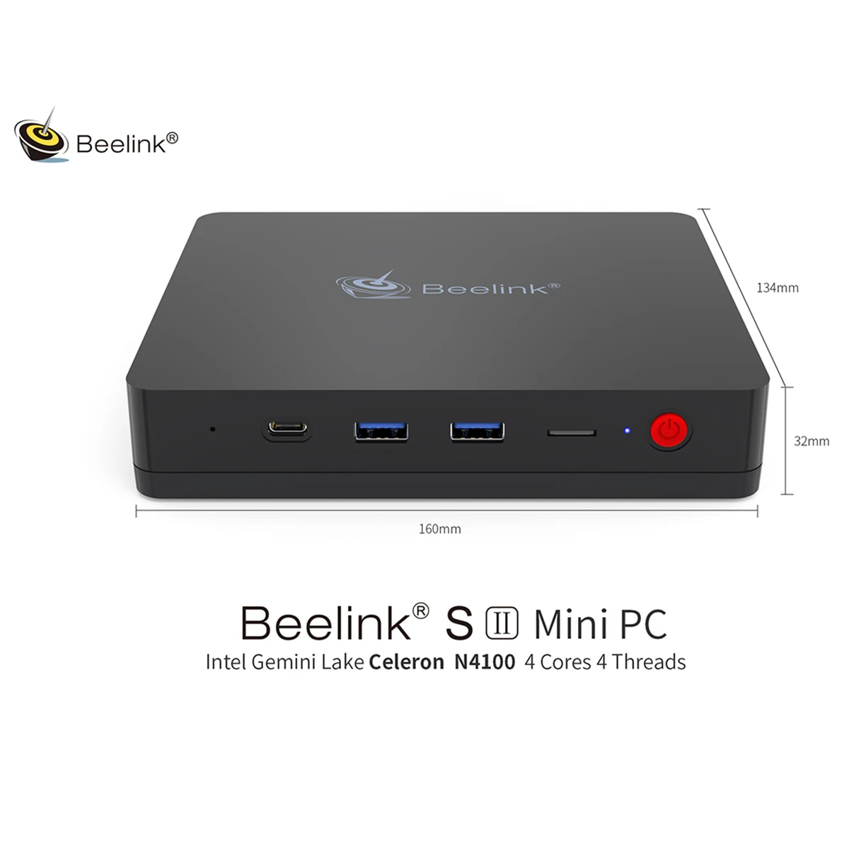 

Beelink S2 Mini PC Windows 4GB DDR4 RAM 32GB ROM Gemini Lake N4100 with Microphone Cortana Extended HDD SSD PK Z83 II