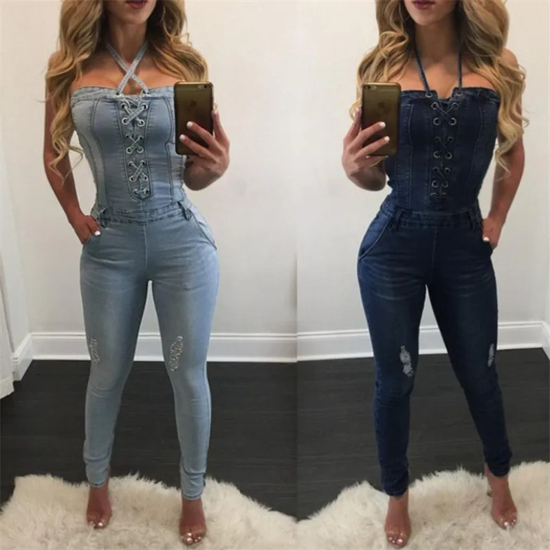 Spring and Summer Jean Connected Pants Fashion Leisure Elastic Jean Connected Pants Euro-American Sexy Fashion Belt Hollow Neck
Spring and Summer Jean Connected Pants Fashion Leisure Elastic Jean Connected Pants Euro-American Sexy Fashion Belt Hollow Neck