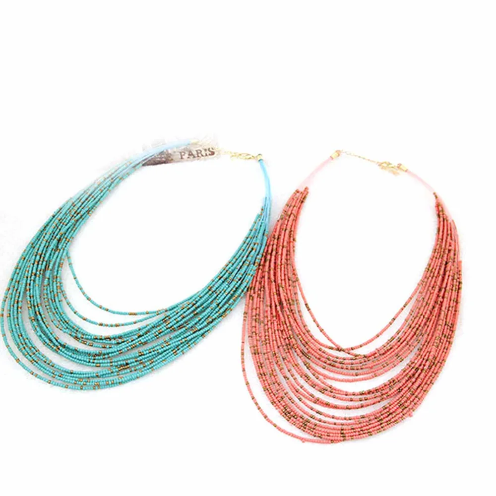 Chokers Women Fashion national style winger made rice beads multi-layer retro elastic fish line necklace
Chokers Women Fashion national style winger made rice beads multi-layer retro elastic fish line necklace