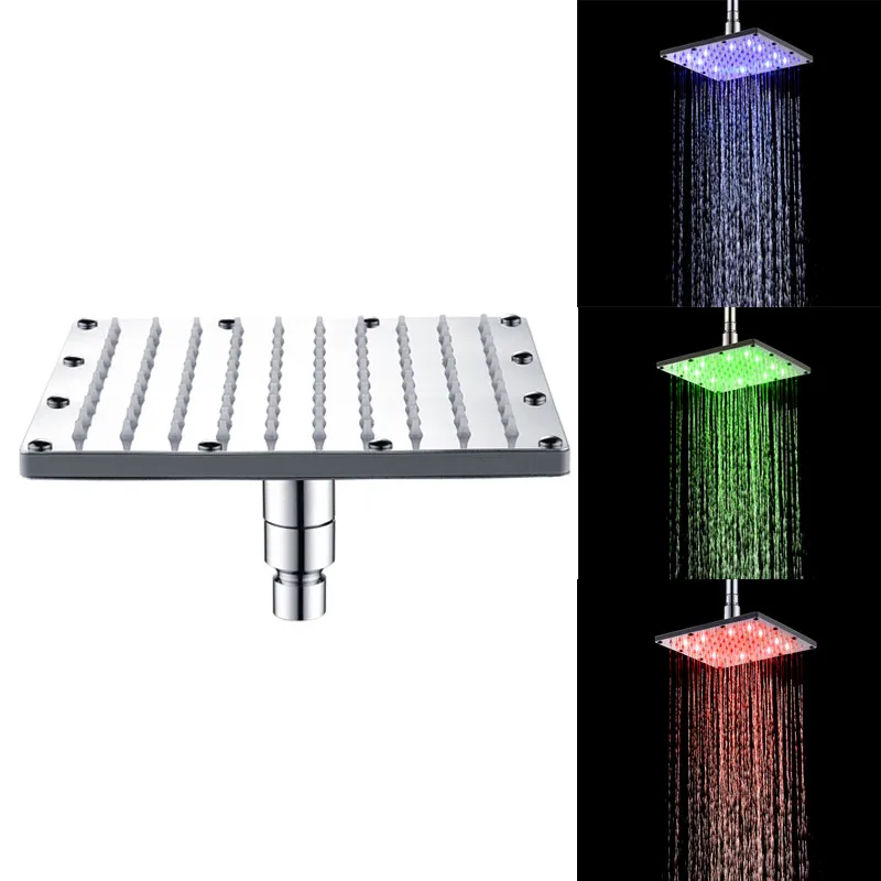 New Color Changing LED Shower Head Temperature Sensor Square Rainfall Shower Head Bathroom water saving showerhead With Filter
New Color Changing LED Shower Head Temperature Sensor Square Rainfall Shower Head Bathroom water saving showerhead With Filter