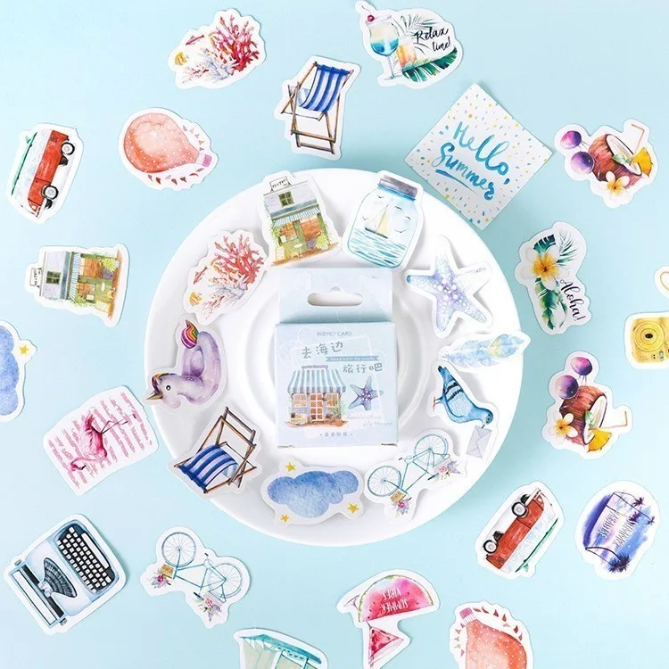 46PCS/box New Travel to the seaside Paper Lable Sealing Stickers Crafts Scrapbooking Decorative Lifelog DIY Stationery Sticker
46PCS/box New Travel to the seaside Paper Lable Sealing Stickers Crafts Scrapbooking Decorative Lifelog DIY Stationery Sticker