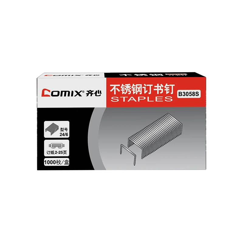 Comix B3058S stainless steel staples 24/6 for stapler stationary Office accessories
Comix B3058S stainless steel staples 24/6 for stapler stationary Office accessories
