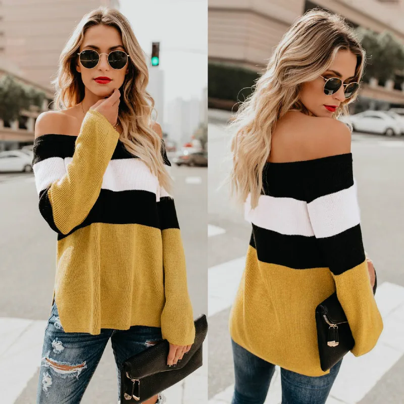 Voceelinda 2019 New Spring Winter Women Knitted Sweaters Sexy Striped Off Shoulder Slash Neck Long Sleeve Pullovers
Voceelinda 2019 New Spring Winter Women Knitted Sweaters Sexy Striped Off Shoulder Slash Neck Long Sleeve Pullovers