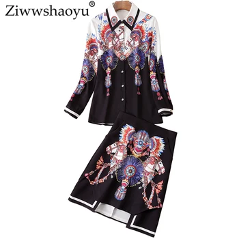 Ziwwshaoyu Indie Folk Print Sets Turn-down Collar shirt + fashion Slim A-line skirt Two-piece set New women's
Ziwwshaoyu Indie Folk Print Sets Turn-down Collar shirt + fashion Slim A-line skirt Two-piece set New women's