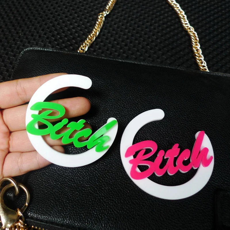 Fashion Semicircle Letter "Bitch" Drop Earrings For women fluorescence color Big Acrylic Earrings for Party Nightclub E18069
Fashion Semicircle Letter "Bitch" Drop Earrings For women fluorescence color Big Acrylic Earrings for Party Nightclub E18069