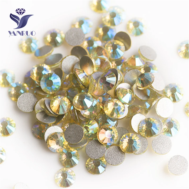 

YANRUO 2058NoHF All Sizes Jonquil AB Crystal Glass Rhinestones Flatback Non Hotfix Strass Stones Nail Art Decorations