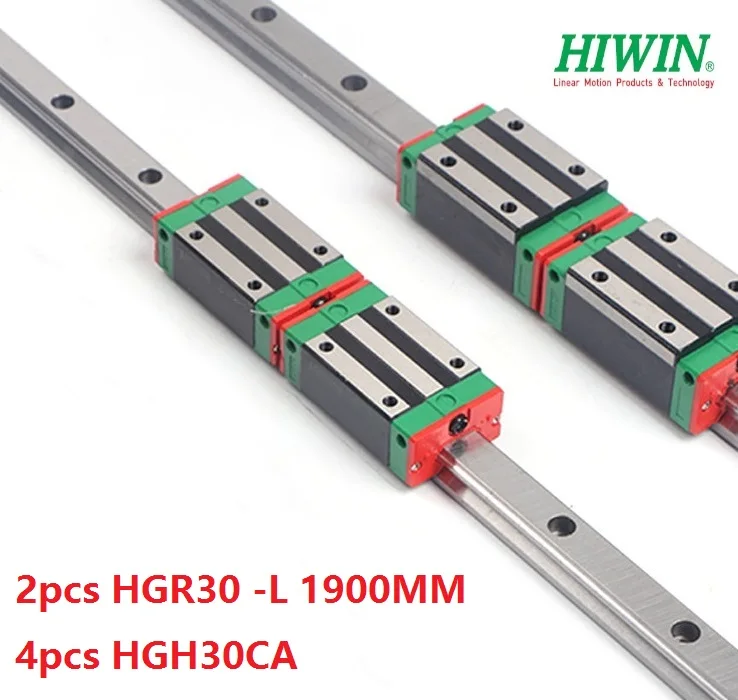 

2pcs 100% original Hiwin linear guide rail HGR30 -L 1900mm + 4pcs HGH30CA linear narrow block for cnc router