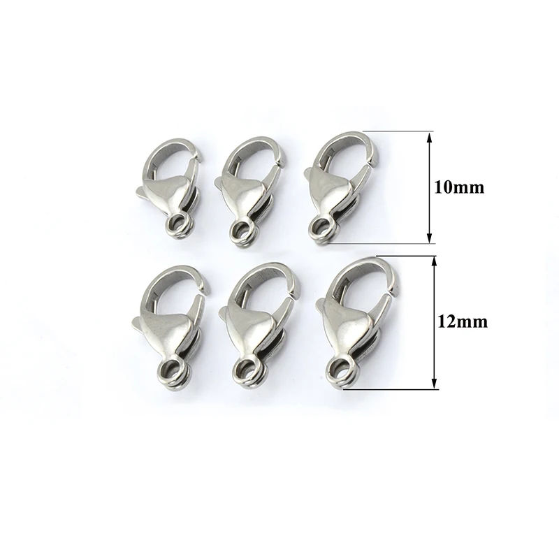20PCS Stainless Steel 10/12mm Lobster Clasps Hooks Connector for DIY Bracelet Necklace Jewelry Findings Materials Supplies
20PCS Stainless Steel 10/12mm Lobster Clasps Hooks Connector for DIY Bracelet Necklace Jewelry Findings Materials Supplies