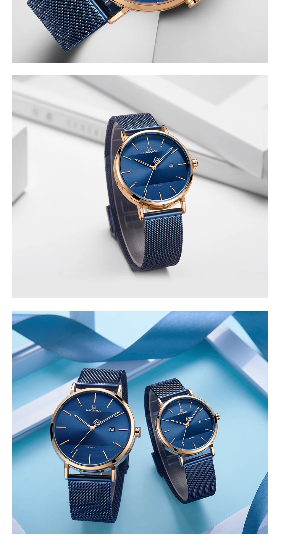 NAVIFORCE Mesh steel Couple Watch