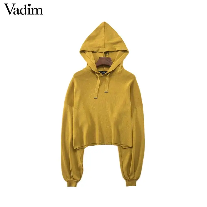 Vadim women basic hooded knitted sweatshirts long sleeve short style pleated pullovers female loose elastic cute tops HA013
Vadim women basic hooded knitted sweatshirts long sleeve short style pleated pullovers female loose elastic cute tops HA013