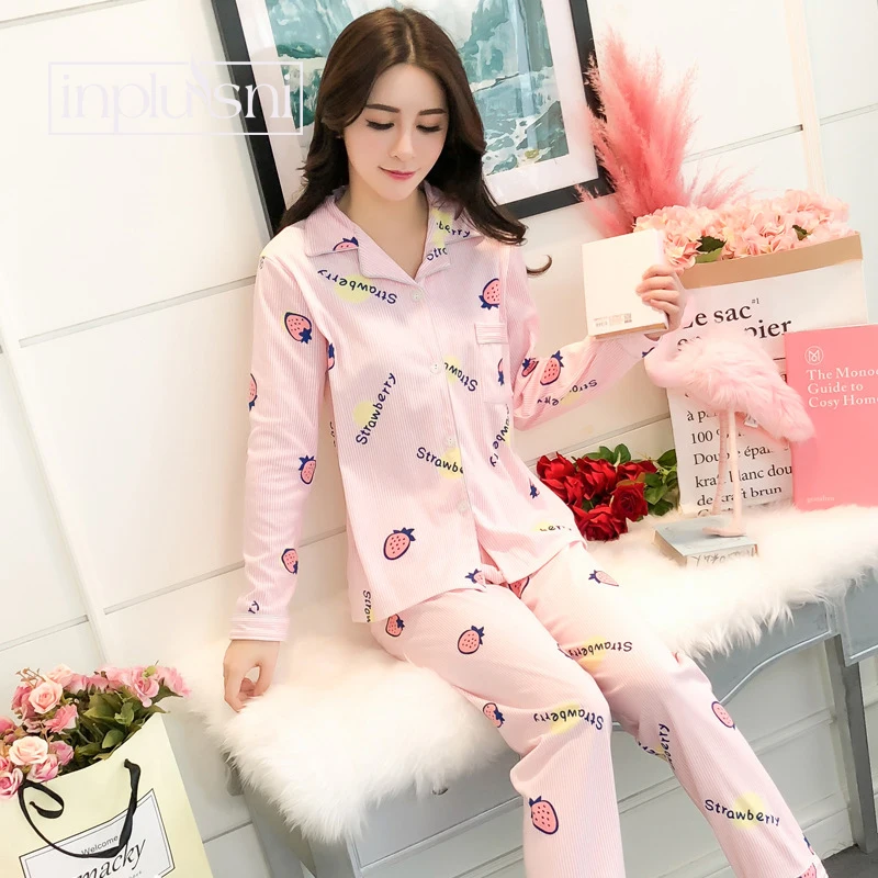 Inplusni women pajama sets Autumn Winter sweet strawberry pineapple pajamas cute homewear aesthetic suit girl lovely pajama sets
Inplusni women pajama sets Autumn Winter sweet strawberry pineapple pajamas cute homewear aesthetic suit girl lovely pajama sets