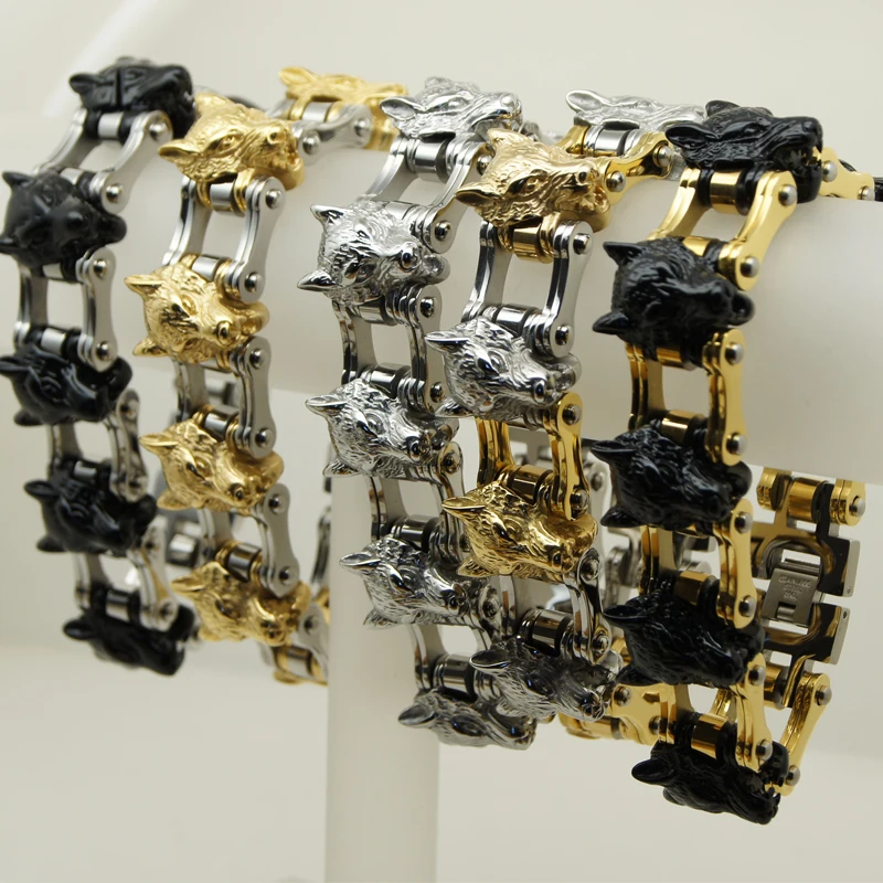 5 color silver/gold/black cool & heavy 158g men/boy wolf motorcycle biker rock 316L stainless steel chain bracelet
5 color silver/gold/black cool & heavy 158g men/boy wolf motorcycle biker rock 316L stainless steel chain bracelet