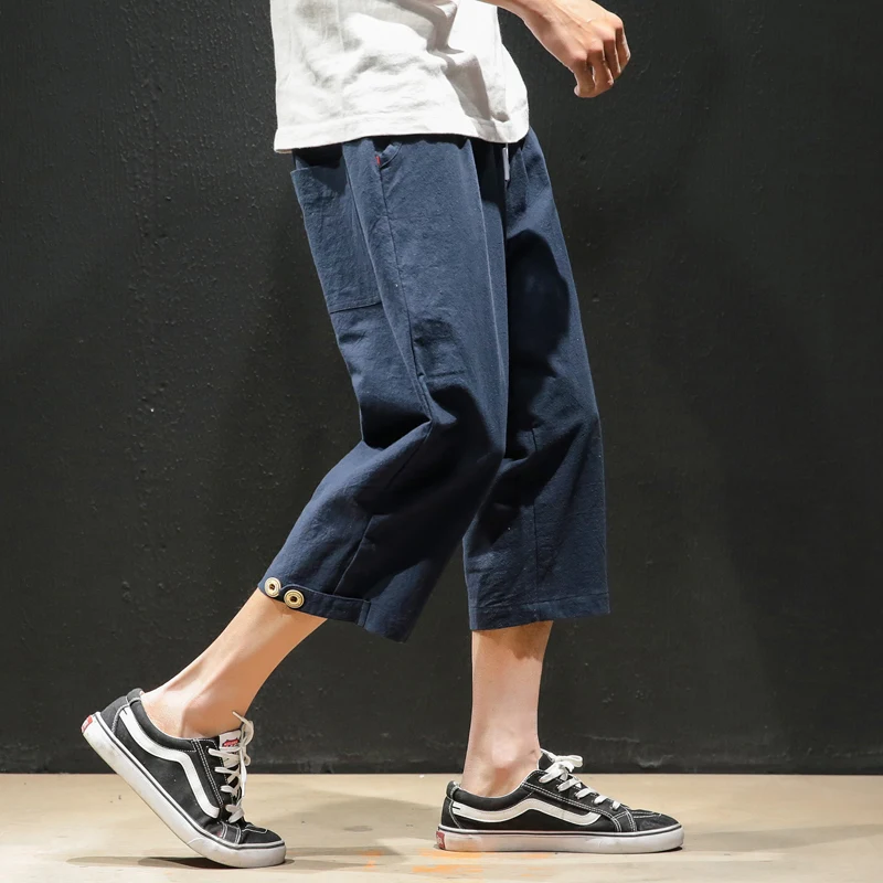 Solid Color Calf-Length Pants Straight Men's Pants Elastic Waist Large Size Black Blue Gray Calf-Length Pants
Solid Color Calf-Length Pants Straight Men's Pants Elastic Waist Large Size Black Blue Gray Calf-Length Pants