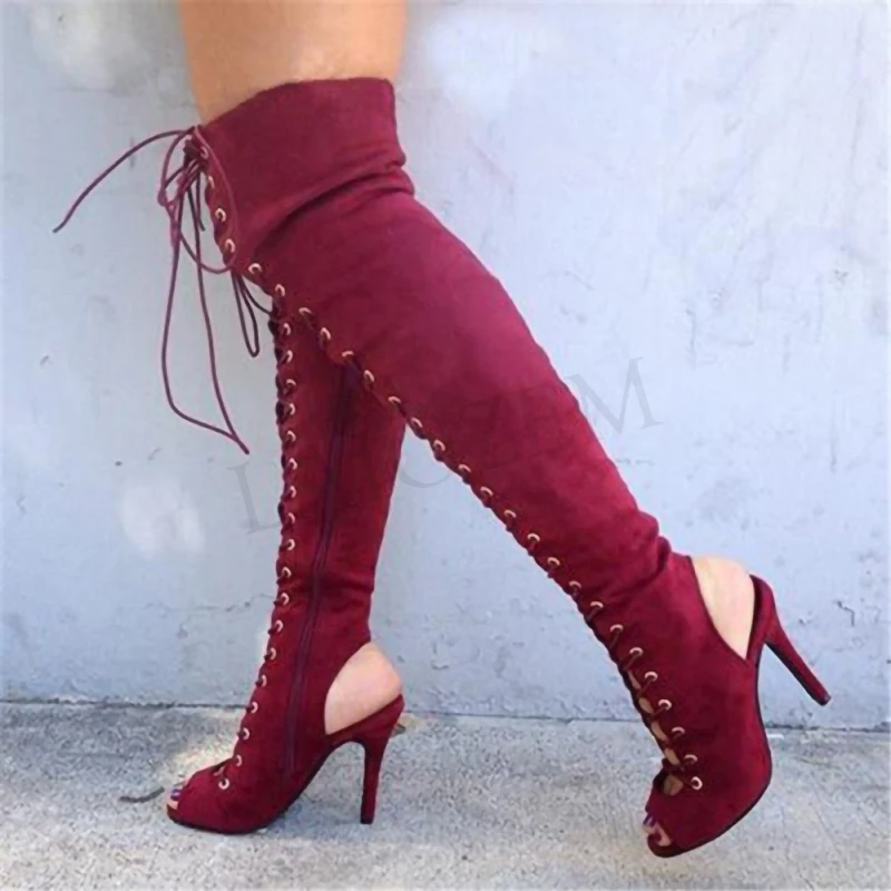 LAIGZEM Women Lace up Boots Slingback Stiletto Heels Over Knee Heeled Boots Summer Shoes Botines Mujer Botas Large Size 52
LAIGZEM Women Lace up Boots Slingback Stiletto Heels Over Knee Heeled Boots Summer Shoes Botines Mujer Botas Large Size 52