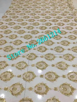 Gold color fashion french net lace with glued glitter top selling embroidery african tulle mesh fabric
Gold color fashion french net lace with glued glitter top selling embroidery african tulle mesh fabric