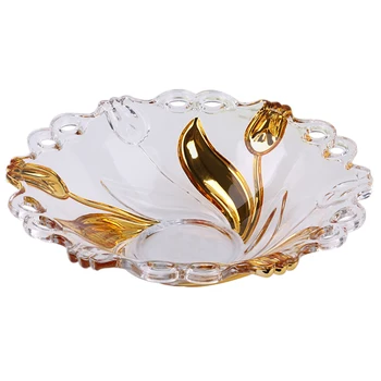 Crystal glass fruit plate golden tulip flower bowl fashion creative living room bar Snack dried plates mx7191154
Crystal glass fruit plate golden tulip flower bowl fashion creative living room bar Snack dried plates mx7191154