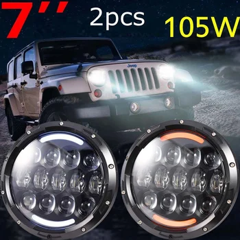 2pcs 7" 105W LED Headlight Projector Headlamp with Halo Angel Eye Ring & DRL & Yellow Turn Signal Lights For Jeep JK Wrangler
2pcs 7" 105W LED Headlight Projector Headlamp with Halo Angel Eye Ring & DRL & Yellow Turn Signal Lights For Jeep JK Wrangler