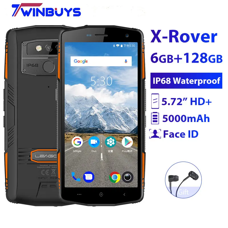 LEAGOO X-Rover IP68 Waterproof Smartphone 5.72" 6GB 128GB MTK6763 Octa Core NFC Face ID 13MP Dual Camera 5000mAh 4G Rugged Phone
LEAGOO X-Rover IP68 Waterproof Smartphone 5.72" 6GB 128GB MTK6763 Octa Core NFC Face ID 13MP Dual Camera 5000mAh 4G Rugged Phone