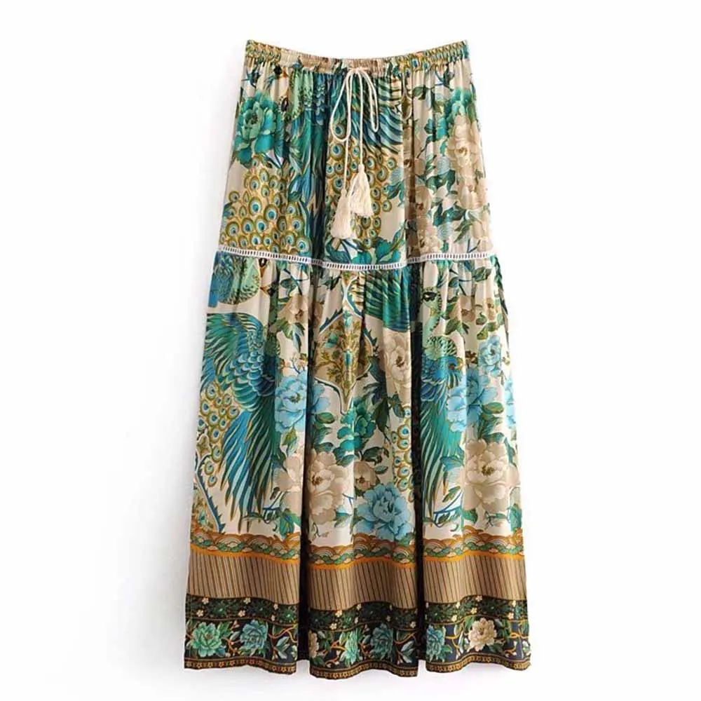 ANSFX Sexy Vintage Bohemian Bloom Floral Peacock Bird Hollow Out Lacing up Elastic Waist Tassel Side Split Swing Pleated Skirts
ANSFX Sexy Vintage Bohemian Bloom Floral Peacock Bird Hollow Out Lacing up Elastic Waist Tassel Side Split Swing Pleated Skirts